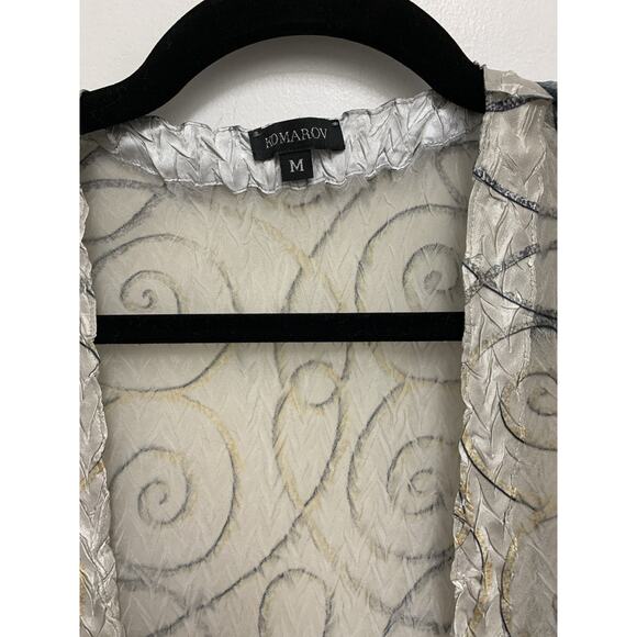 Komarov Textured Chiffon Waterfall Sheer Cardigan Beige Size Medium - Picture 2 of 5